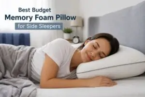 Side sleeper using a budget memory foam pillow for proper neck support
