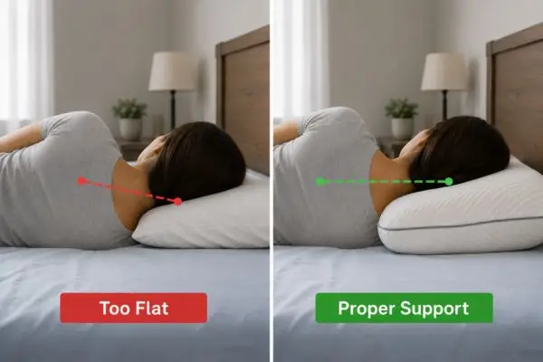 Flat pillow compared to supportive budget memory foam pillow for side sleepers

