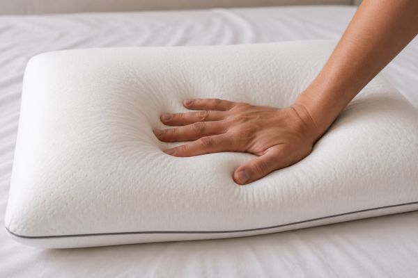 Memory foam pillow compression test to check support loss

