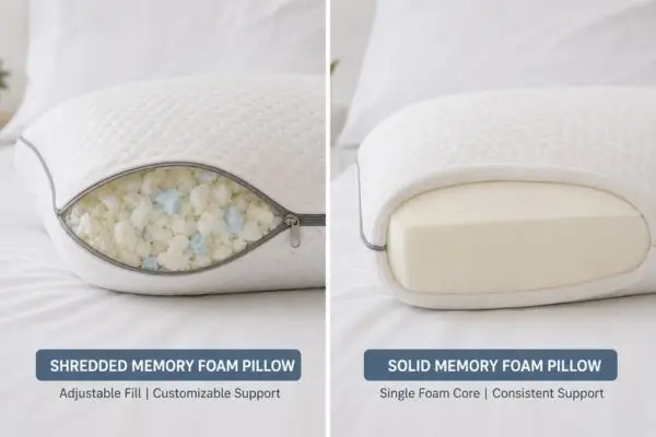 Shredded and solid budget memory foam pillow comparison

