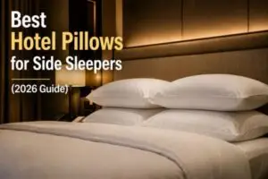 Luxury hotel bed with plush pillows designed for side sleepers