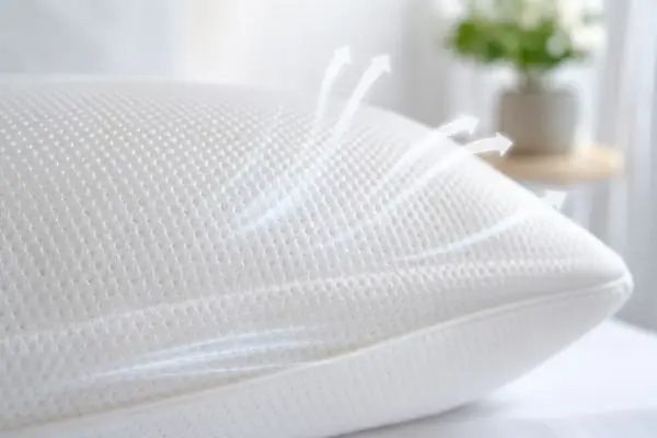 Breathable cover detail on Coop adjustable pillow

