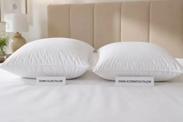 Best Hotel Pillows for Side Sleepers (2026 Guide + Real Testing) 5 Comparison of down and down-alternative hotel pillows