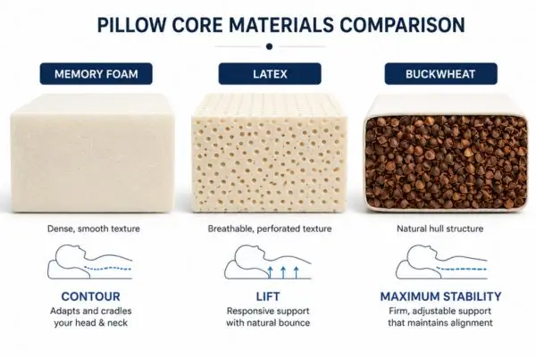 Memory foam vs latex vs buckwheat firm pillow comparison

