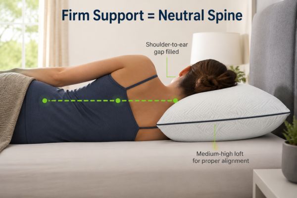 Firm pillow vs soft pillow alignment comparison for side sleepers

