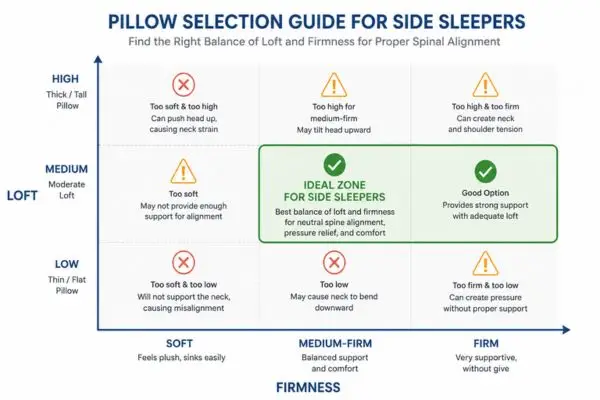 Firmness and loft matrix showing best firm pillows for side sleepers


