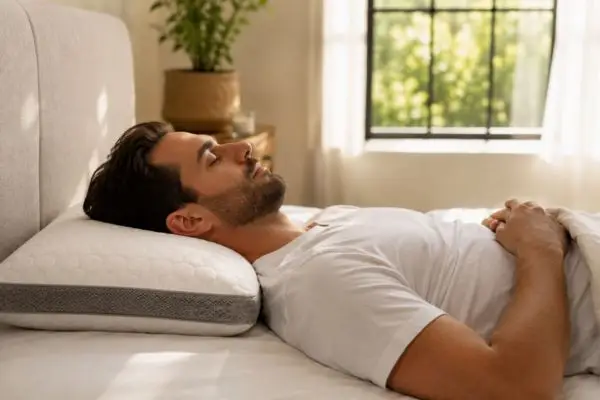 Back sleeper using Layla Kapok pillow after adjusting loft

