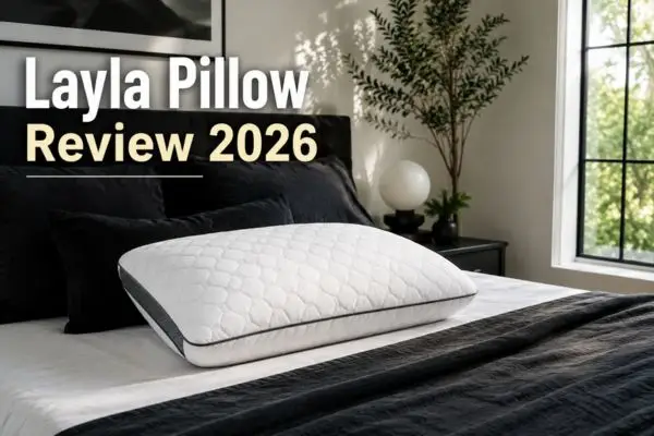 Layla Kapok pillow review displayed on modern bed in natural light