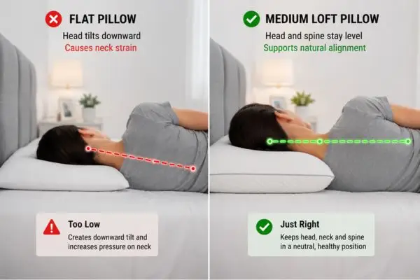 Low and correct loft pillow comparison for neck pain relief

