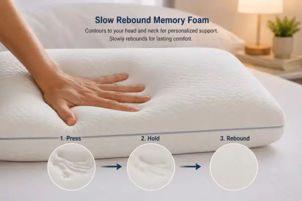 Compression test on affordable memory foam pillow for neck support

