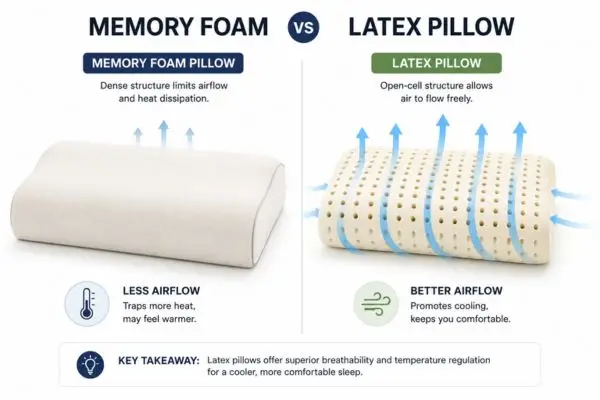 Airflow comparison between memory foam and latex pillow

