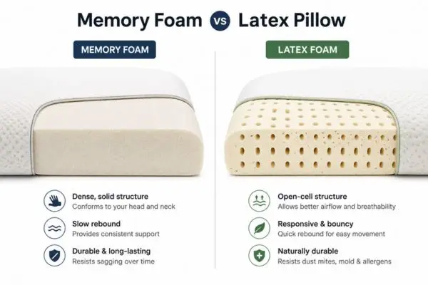 Internal structure comparison of memory foam and latex pillows

