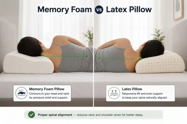 Neck alignment comparison using memory foam vs latex pillow

