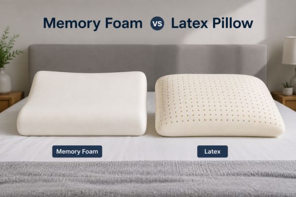 Side by side comparison of memory foam vs latex pillow

