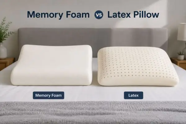 Side by side comparison of memory foam vs latex pillow
