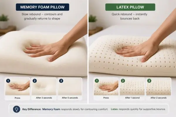 Compression and rebound comparison of memory foam vs latex pillow

