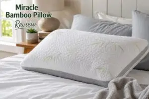 Miracle Bamboo pillow on a neatly made bed in natural light