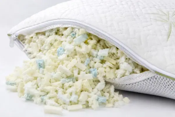 Close-up of shredded memory foam inside Miracle Bamboo pillow

