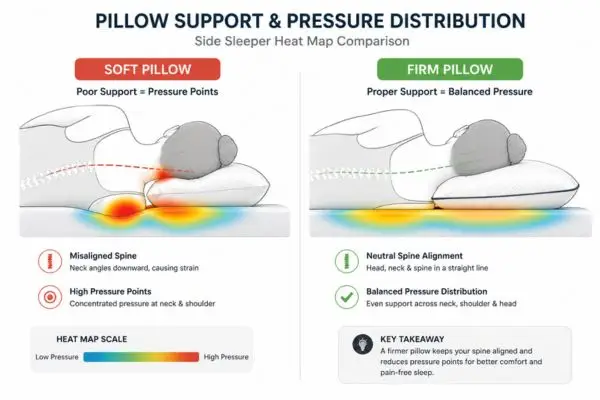 Pressure distribution comparison of firm and soft pillows for side sleepers

