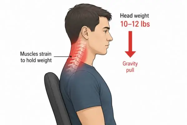 Illustration explaining why neck hurts when sleeping upright without support

