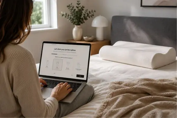 Pluto Pillow Review (2026): My Honest 70‑Night Custom Test 2 Customer completing sleep survey for customized Pluto pillow