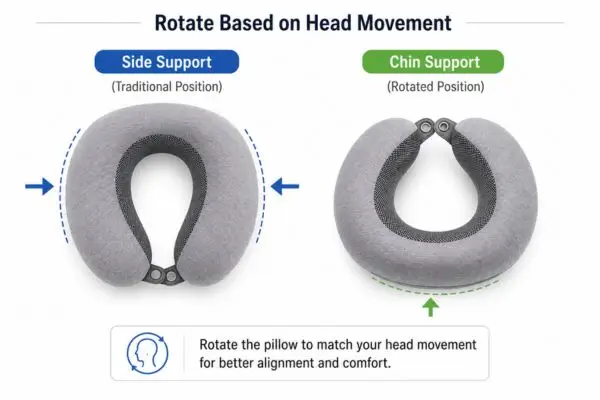 How to rotate a U-shaped travel neck pillow for better support

