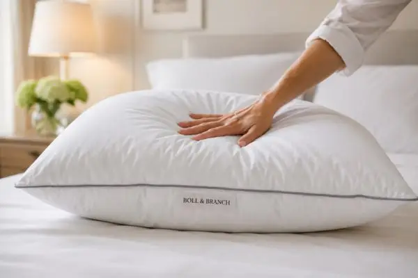 Boll & Branch Down Chamber Pillow Review (2026 Guide + 90‑Night Real Test) 6 Fluffing Boll & Branch Down Chamber Pillow to maintain loft