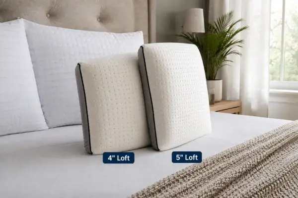 Brooklyn Bedding Talalay Latex Pillow Review (2026 Guide + Real Testing) 4 Comparison of 4-inch and 5-inch loft options for latex pillow
