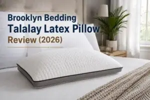 Brooklyn Bedding Talalay latex pillow displayed on modern bed