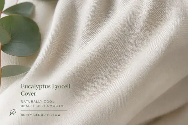 My 90-Night Love Affair with the Buffy Cloud Pillow: Why This Eco-Friendly Pillow Changed My Mind About Sustainability 2 Close-up of Buffy Cloud Pillow eucalyptus Lyocell cover showing smooth, cooling fabric texture