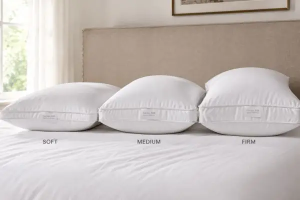 Soft, medium, and firm versions of Garnet Hill Signature White Down Pillow

