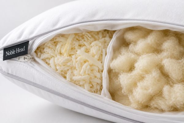 Latex and wool fill inside Noble Head Pillow

