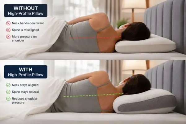 Comparison of shoulder gap support using high-profile memory foam pillow

